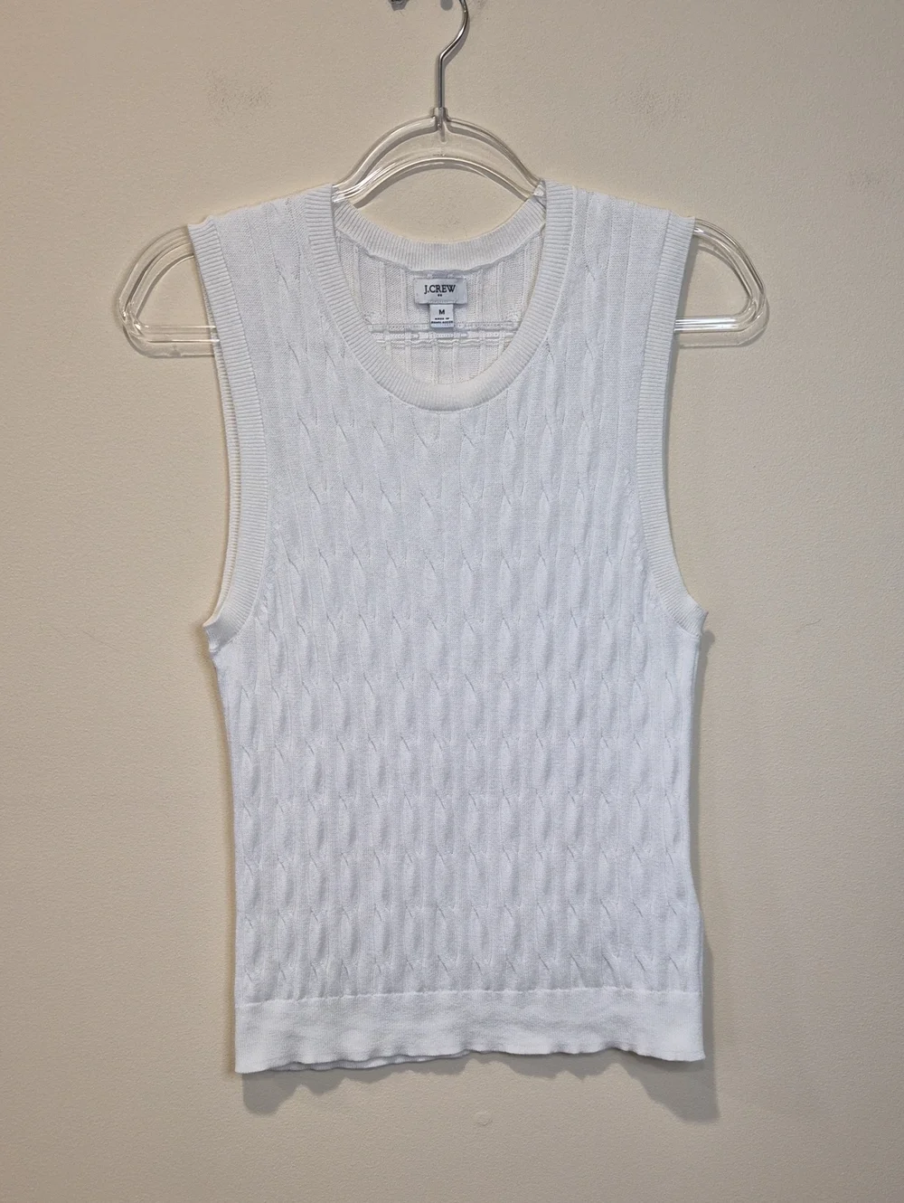 J. Crew Lightweight White Cable Knit Sleeveless Top